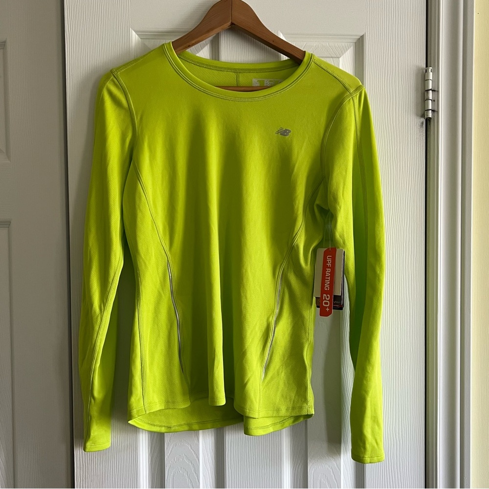 NWT New Balance Running Shirt Long Sleeve Tee Bright Yellow | Small